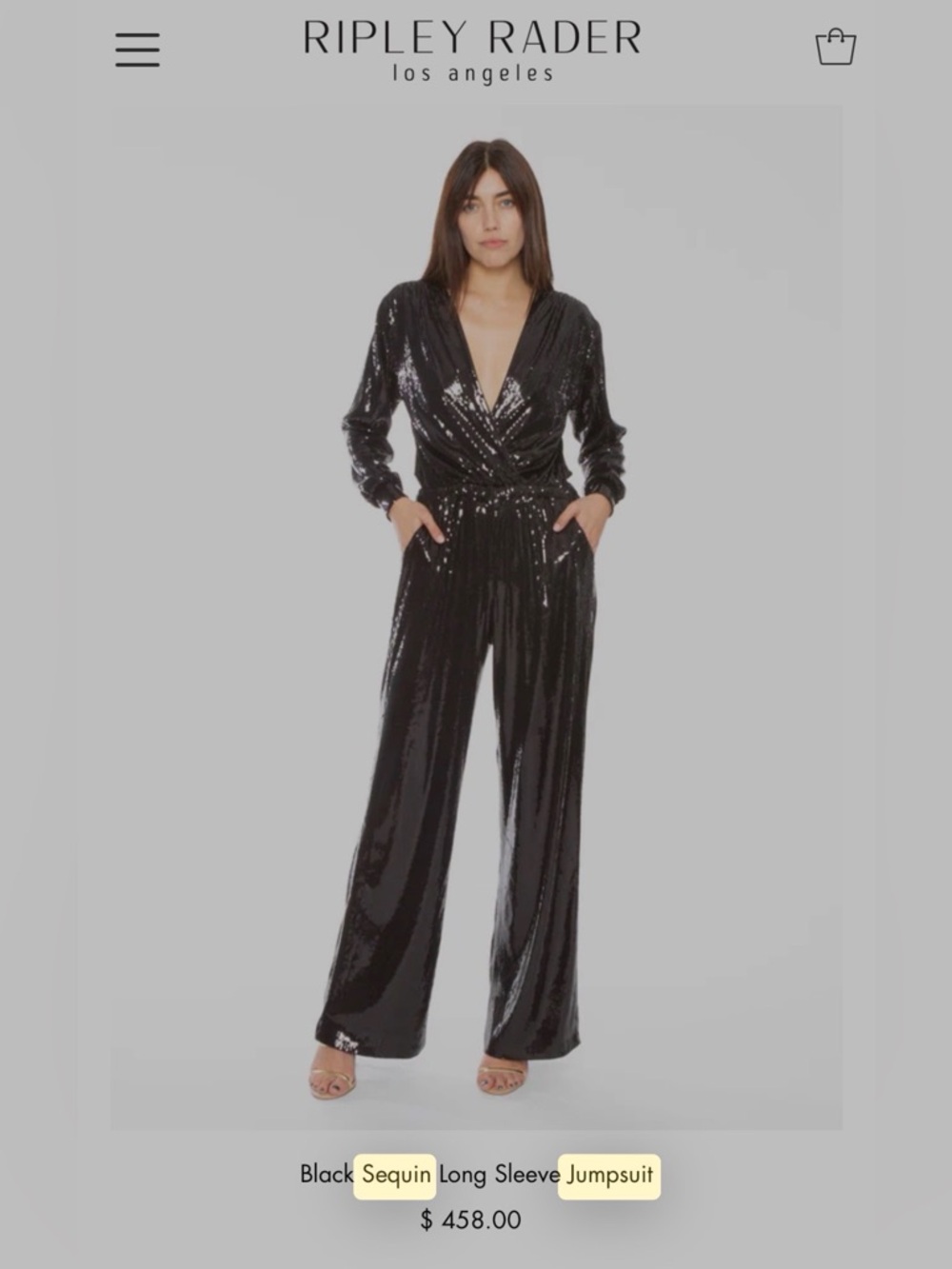 Ripley Rader Black Sequin Wrap Jumpsuit
